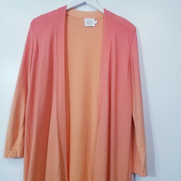 EDINBURGH Knitwear 100% Pima Cotton Ombre Midi Cardigan - Picture 8 of 12